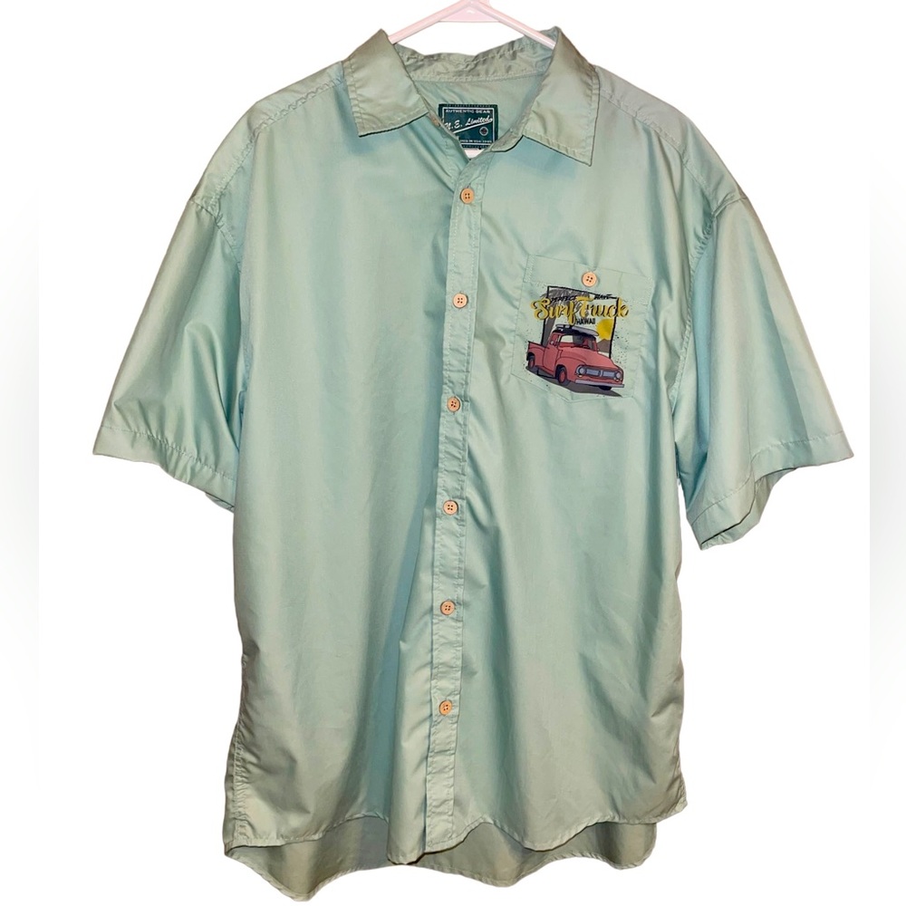 Men’s XL Short Sleeve Button Down Casual Shirt Surf Truck Hawaii Green Size XL